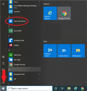 Start > Drive File Stream 